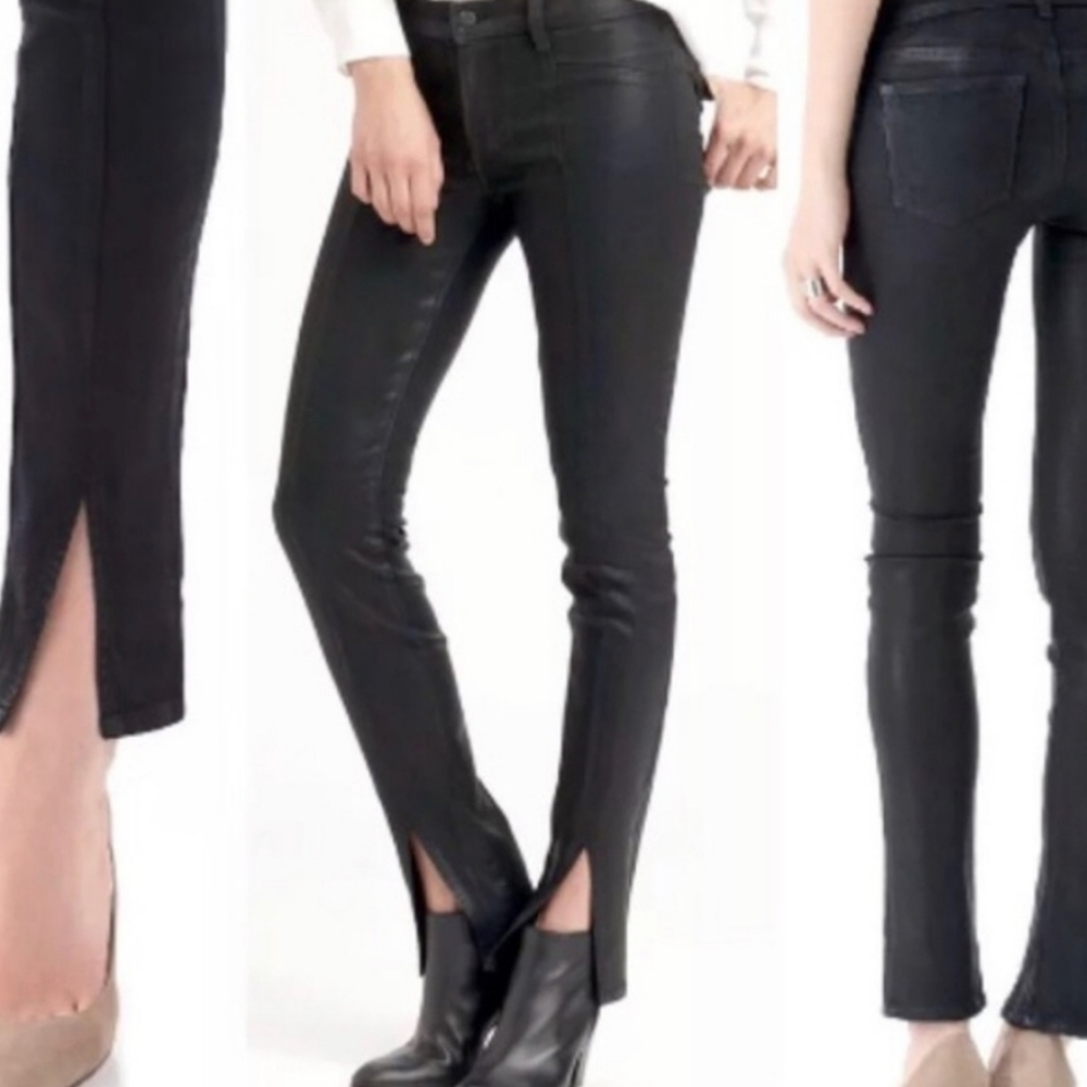 J Brand Women's Skinny Jeans in Black with Front Slit